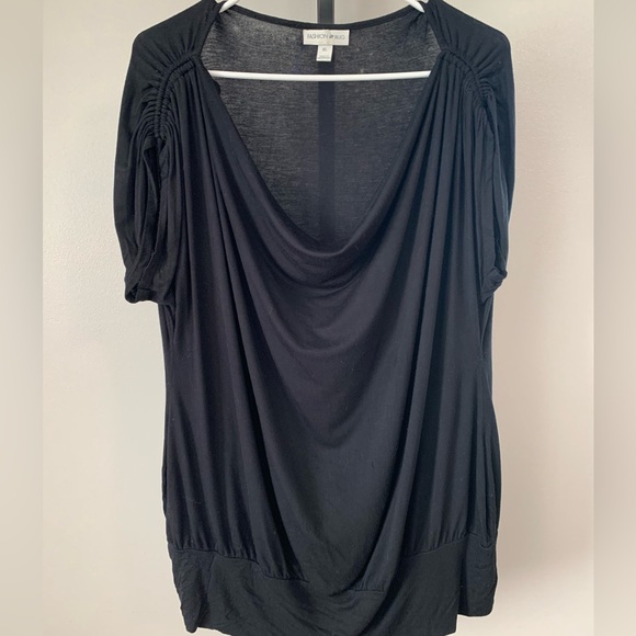 Fashion Bug Black Drape Neck Blouse - Picture 3 of 16
